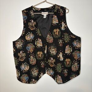 Vintage Westbound II Needlepoint Christmas 3 Button Vest Size 2X